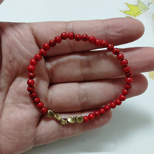 🌟 Natural Stone and Copper Spacer Single Circle Bracelet — Earth's Energy, Handcrafted Warmth 🌟 - RukaCraft