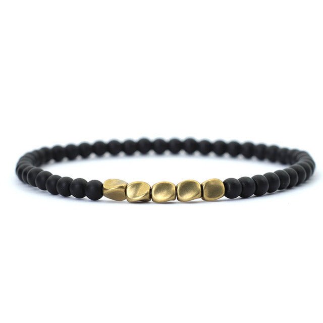 🌟 Natural Stone and Copper Spacer Single Circle Bracelet — Earth's Energy, Handcrafted Warmth 🌟 - RukaCraft