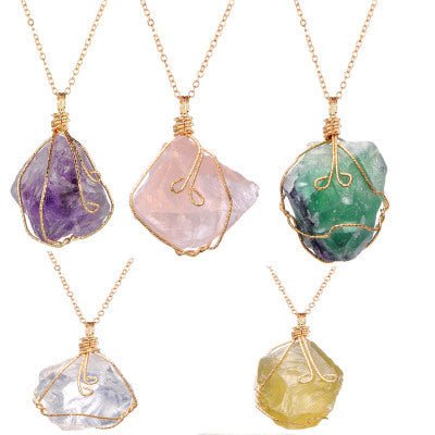 🌟 Natural Stone Crystal Necklace Collection — Earth’s Energy, Artisan’s Soul 🌟 - RukaCraft