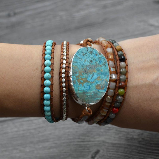 🌟 Natural Stone Woven Handmade Bohemian Bracelet - Earth's Essence Woven into Wearable Art 🌟 - RukaCraft
