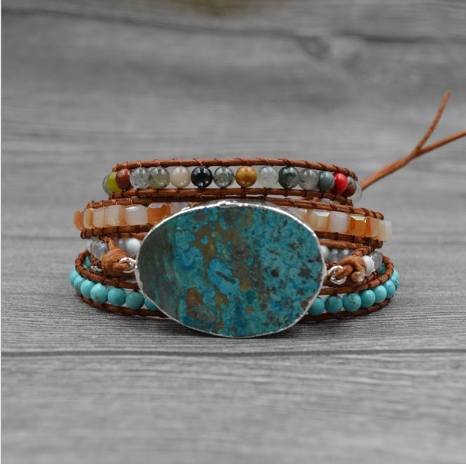 🌟 Natural Stone Woven Handmade Bohemian Bracelet - Earth's Essence Woven into Wearable Art 🌟 - RukaCraft