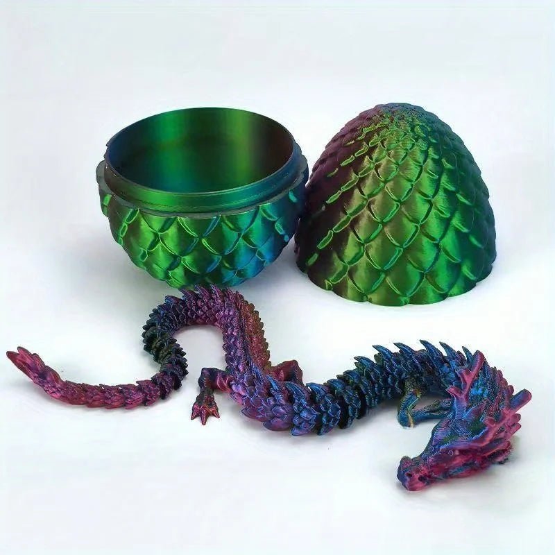 Oeuf de Dragon avec Dragon Articulé | Jouet Modèle 3D en Résine - Décoration Bureau - RukaCraft