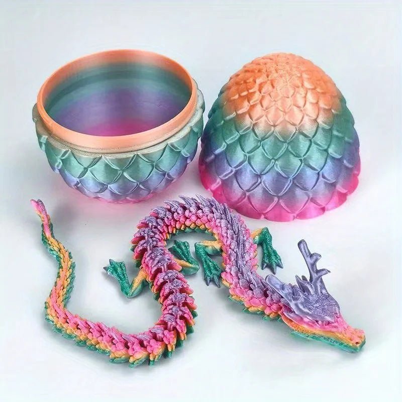 Oeuf de Dragon avec Dragon Articulé | Jouet Modèle 3D en Résine - Décoration Bureau - RukaCraft