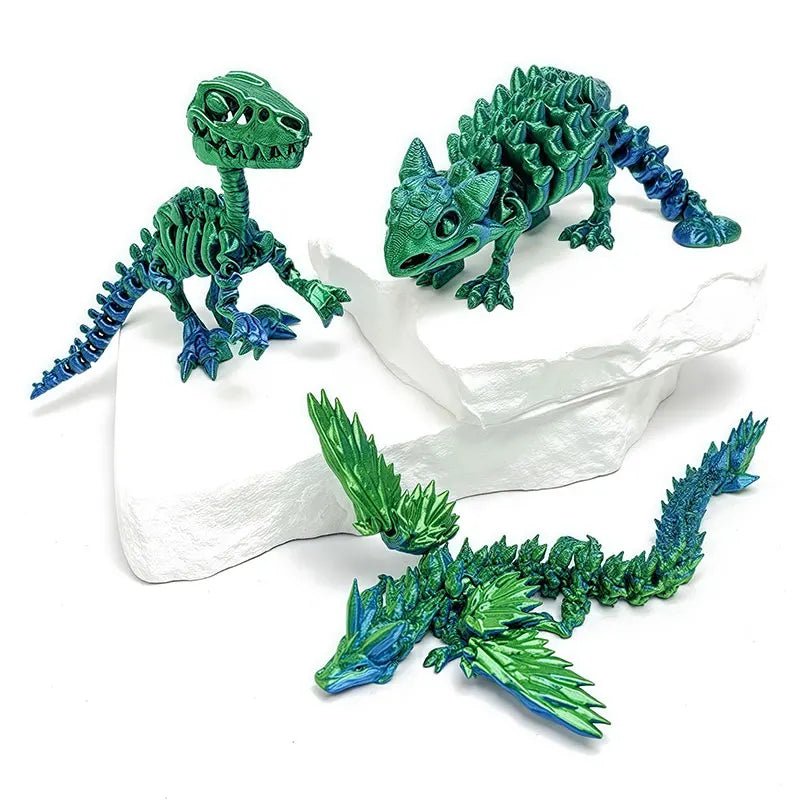 Pack de 9 Figurines de Dinosaures Articulées | Imprimées en 3D - Décoration de Bureau & Cadeau - RukaCraft