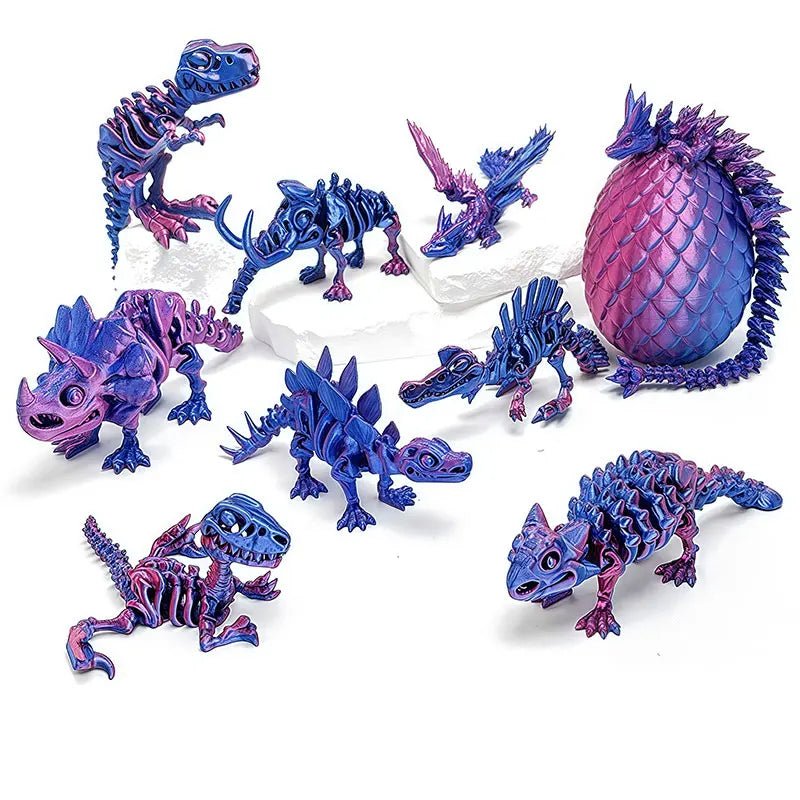 Pack de 9 Figurines de Dinosaures Articulées | Imprimées en 3D - Décoration de Bureau & Cadeau - RukaCraft