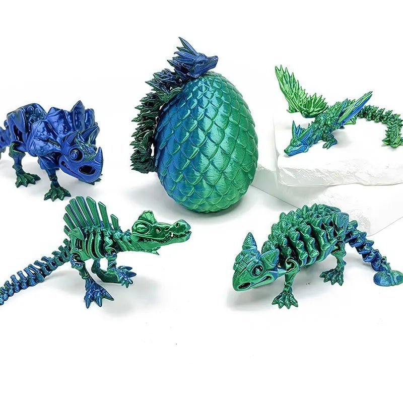 Pack de 9 Figurines de Dinosaures Articulées | Imprimées en 3D - Décoration de Bureau & Cadeau - RukaCraft