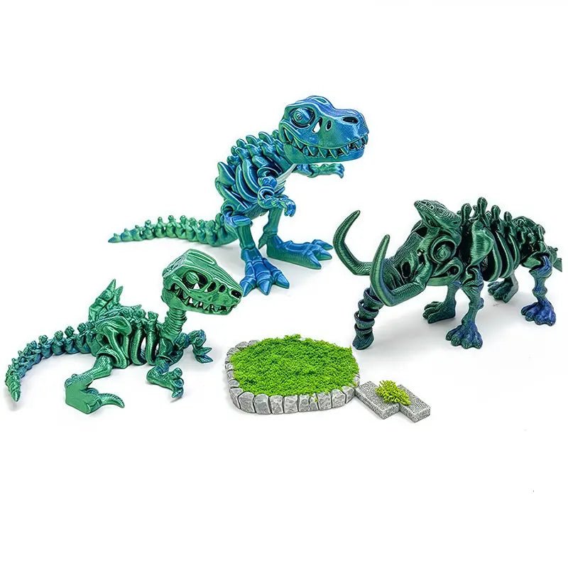Pack de 9 Figurines de Dinosaures Articulées | Imprimées en 3D - Décoration de Bureau & Cadeau - RukaCraft