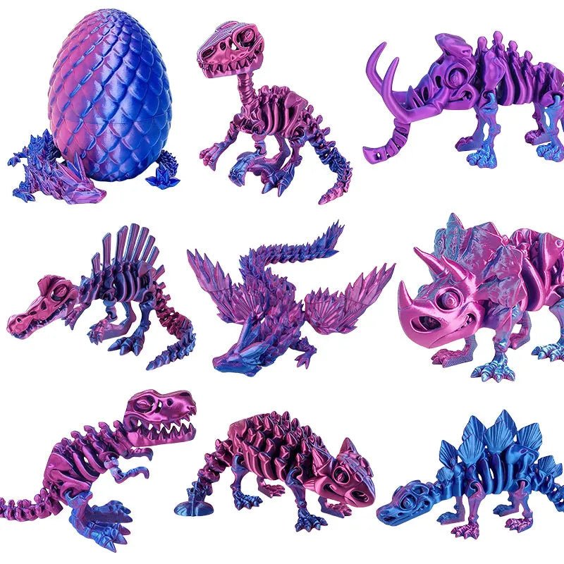 Pack de 9 Figurines de Dinosaures Articulées | Imprimées en 3D - Décoration de Bureau & Cadeau - RukaCraft