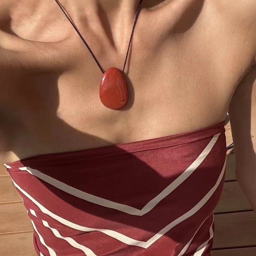 🌟 Personality Handmade Rope Irregular Stone Necklace — Earth’s Poetry, Energy Imprint 🌟 - RukaCraft