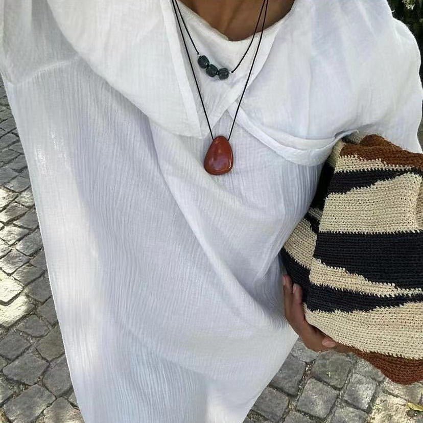 🌟 Personality Handmade Rope Irregular Stone Necklace — Earth’s Poetry, Energy Imprint 🌟 - RukaCraft