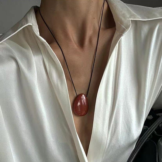 🌟 Personality Handmade Rope Irregular Stone Necklace — Earth’s Poetry, Energy Imprint 🌟 - RukaCraft