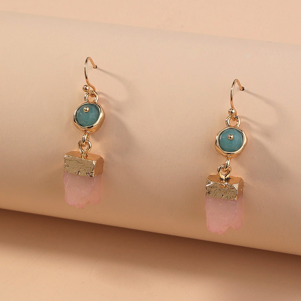 🌟 Pink Crystal Cluster & Wild Green Stone Earrings — Nature’s Harmony, Artisan’s Fire 🌟 - RukaCraft