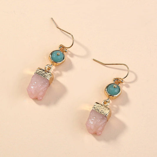 🌟 Pink Crystal Cluster & Wild Green Stone Earrings — Nature’s Harmony, Artisan’s Fire 🌟 - RukaCraft