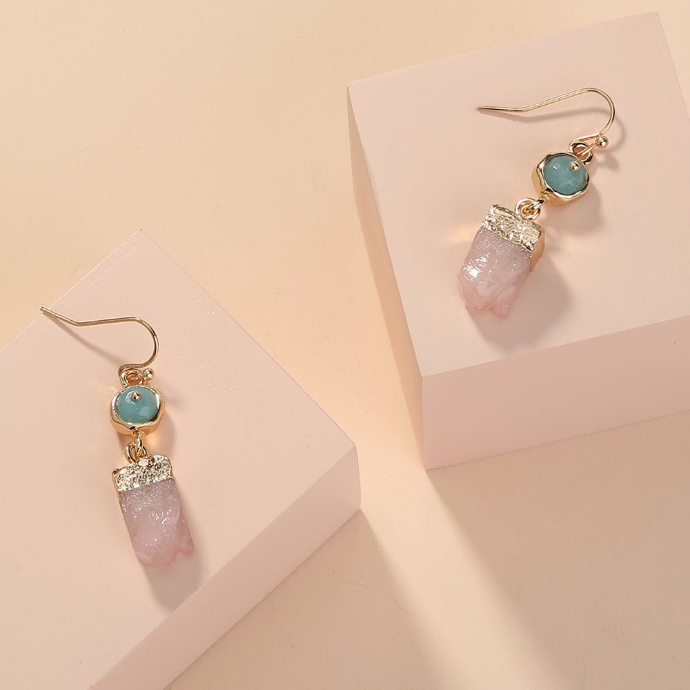 🌟 Pink Crystal Cluster & Wild Green Stone Earrings — Nature’s Harmony, Artisan’s Fire 🌟 - RukaCraft