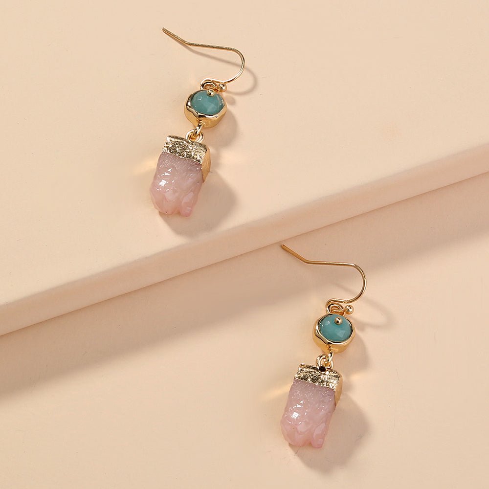 🌟 Pink Crystal Cluster & Wild Green Stone Earrings — Nature’s Harmony, Artisan’s Fire 🌟 - RukaCraft