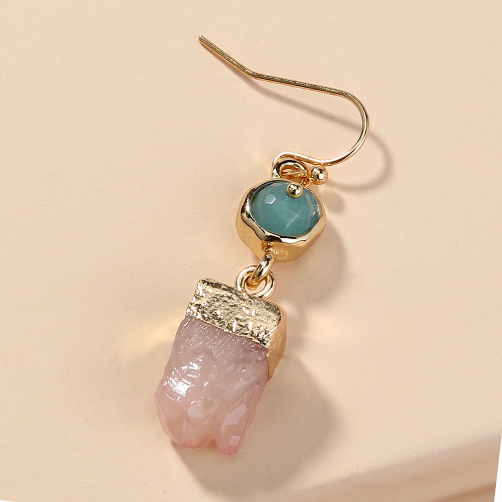 🌟 Pink Crystal Cluster & Wild Green Stone Earrings — Nature’s Harmony, Artisan’s Fire 🌟 - RukaCraft
