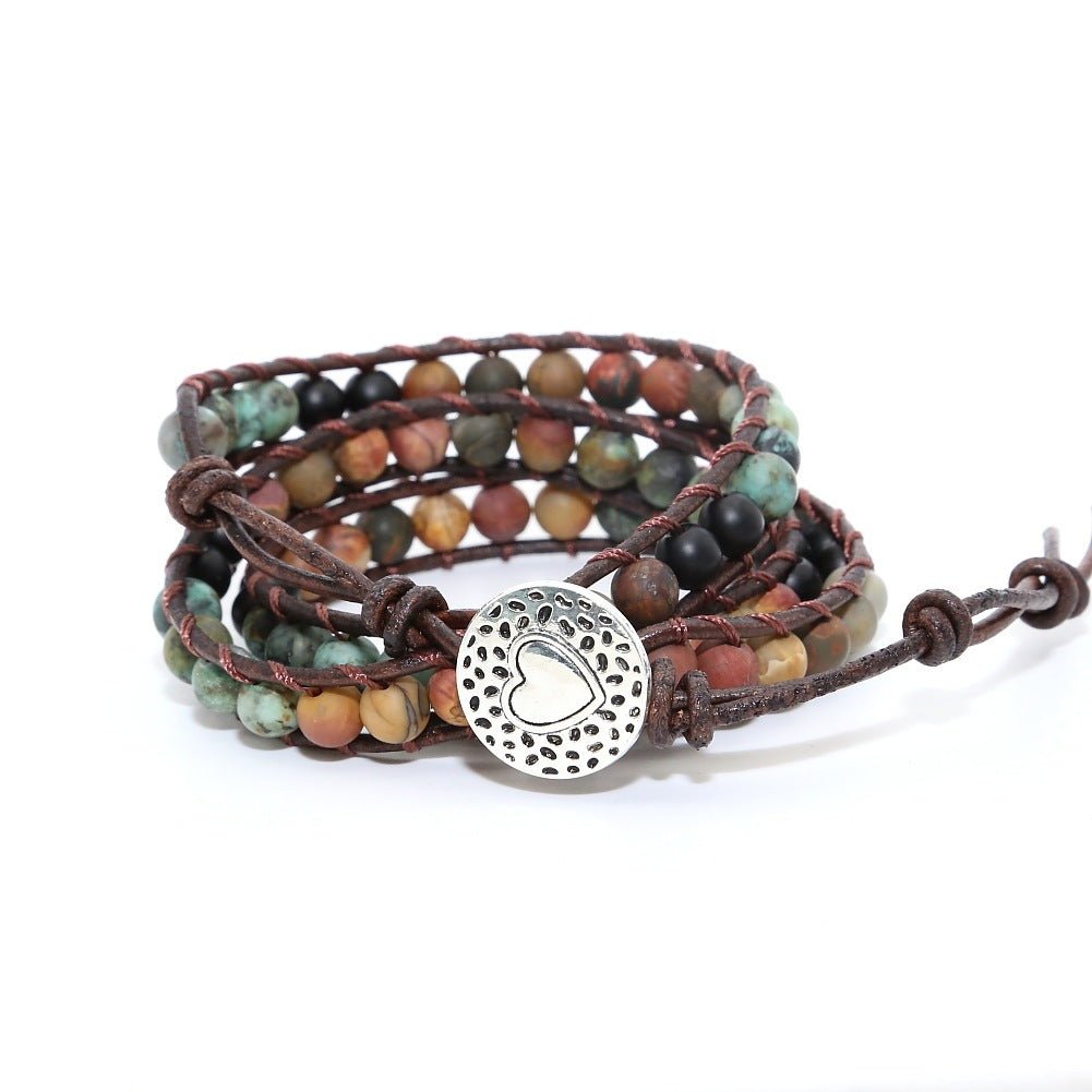 🌟 Pure Handmade Bracelet Made of Pine Stone and Natural Stone — Woven Wisdom, Earth's Embrace 🌟 - RukaCraft