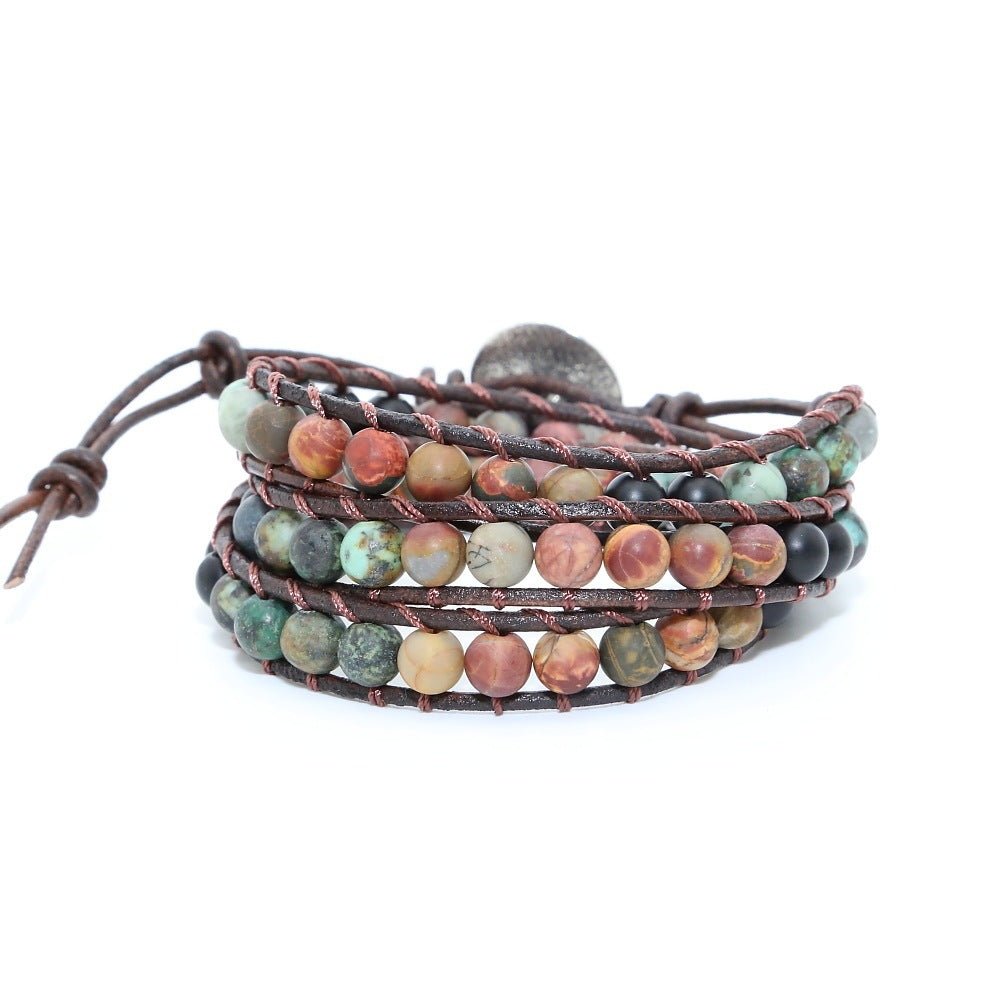 🌟 Pure Handmade Bracelet Made of Pine Stone and Natural Stone — Woven Wisdom, Earth's Embrace 🌟 - RukaCraft