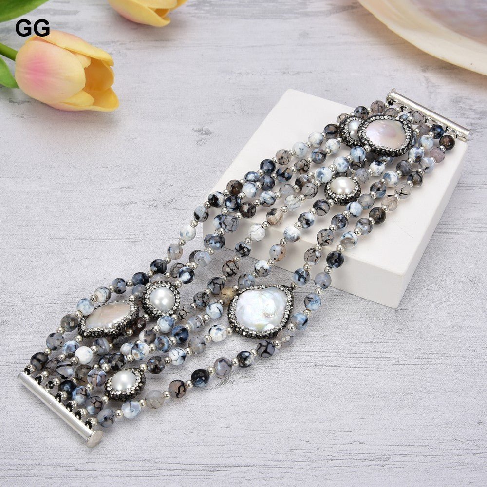 Round Agate Stone Women's Bracelet - RukaCraft