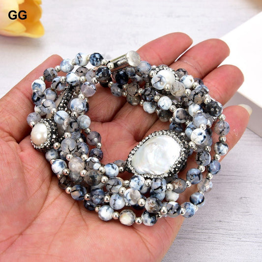 Round Agate Stone Women's Bracelet - RukaCraft