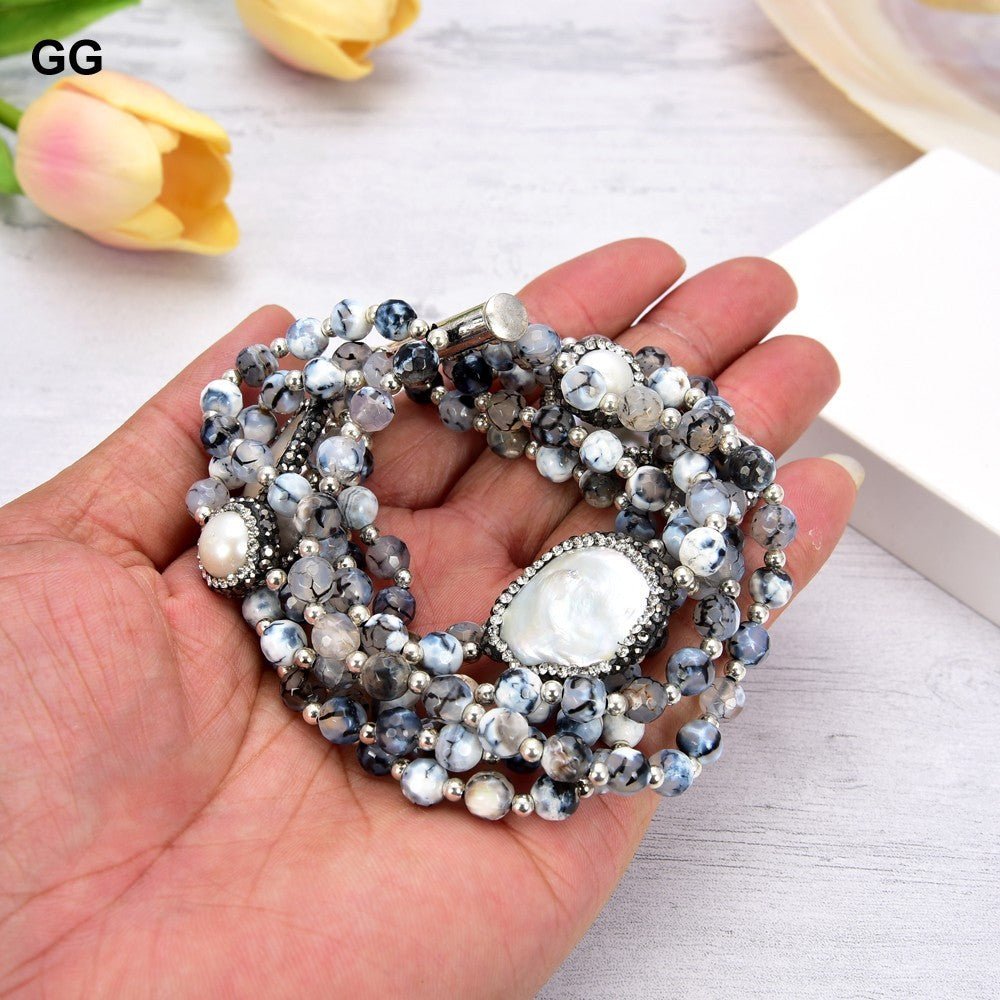 Round Agate Stone Women's Bracelet - RukaCraft