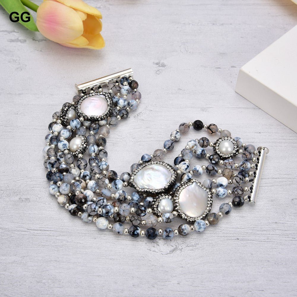 Round Agate Stone Women's Bracelet - RukaCraft