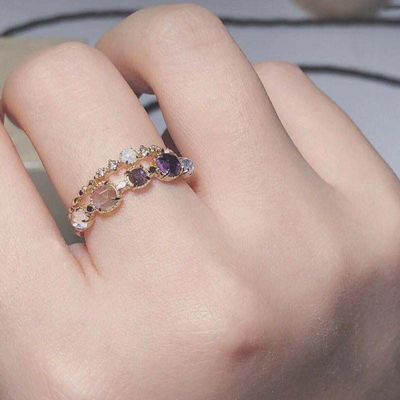 🌟 S925 Sterling Silver Multi - Gemstone Energy Ring — Celestial Harmony, Empowered Elegance 🌟 - RukaCraft