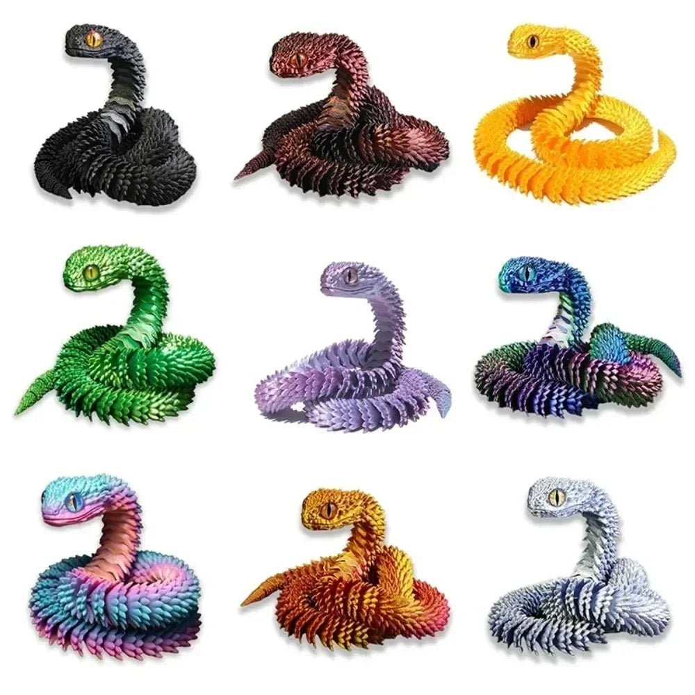 Serpent Articulé Lumineux 60cm | Impression 3D - Décoration d'Intérieur & Cadeau Unique - RukaCraft