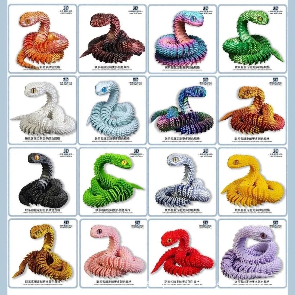 Serpent Articulé Lumineux 60cm | Impression 3D - Décoration d'Intérieur & Cadeau Unique - RukaCraft