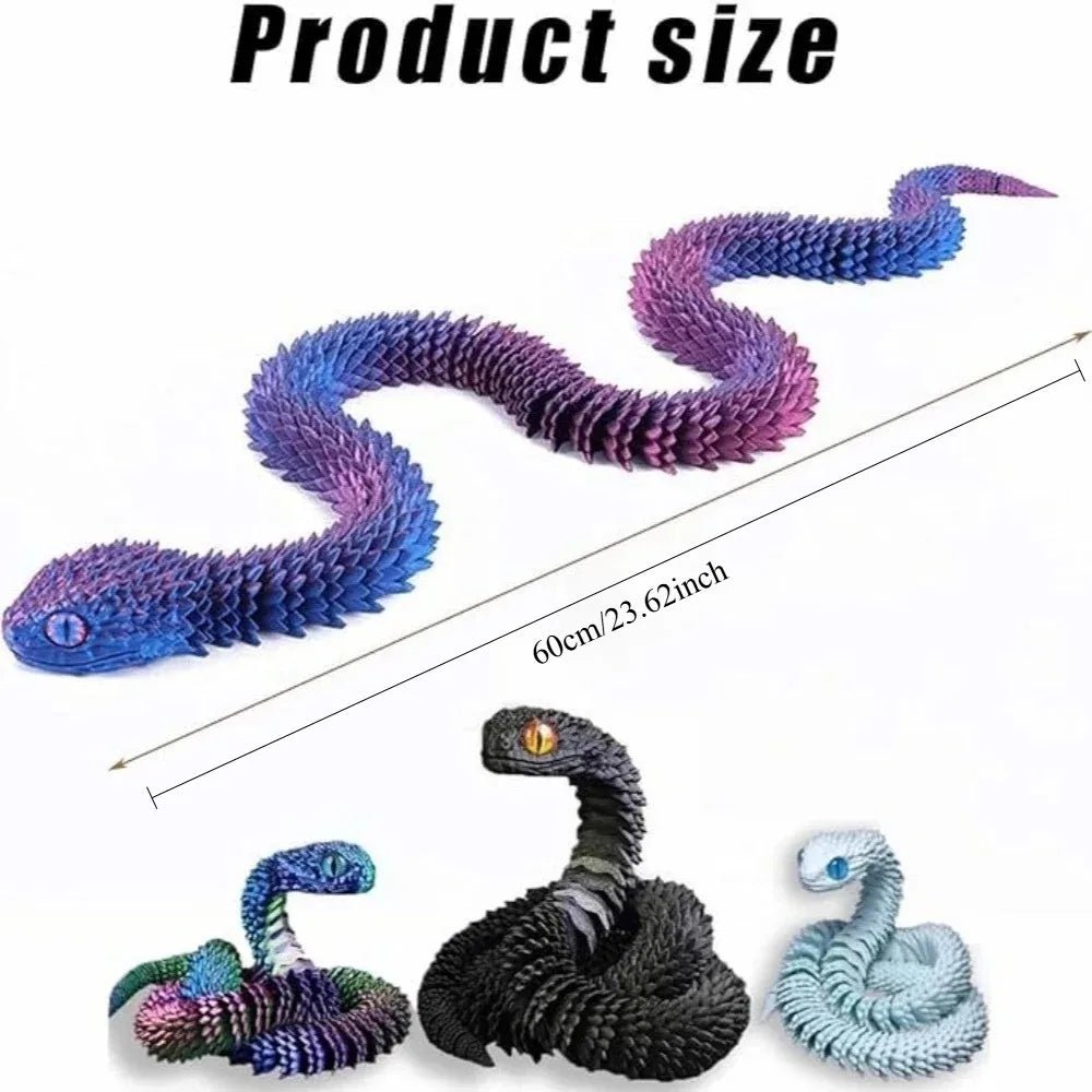 Serpent Articulé Lumineux 60cm | Impression 3D - Décoration d'Intérieur & Cadeau Unique - RukaCraft