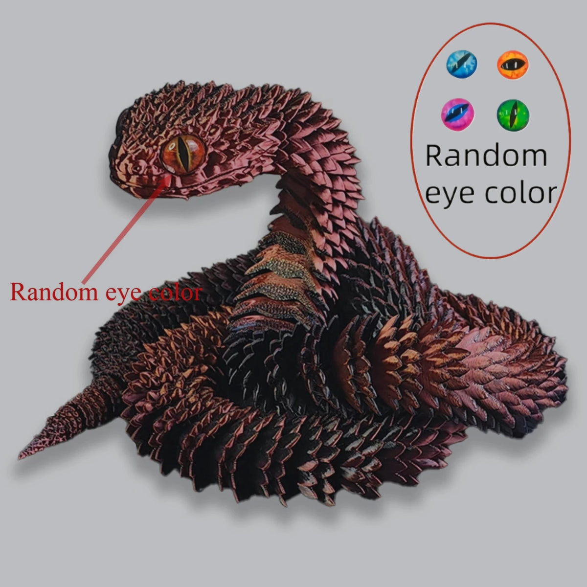 Serpent Articulé Lumineux 60cm | Impression 3D - Décoration d'Intérieur & Cadeau Unique - RukaCraft