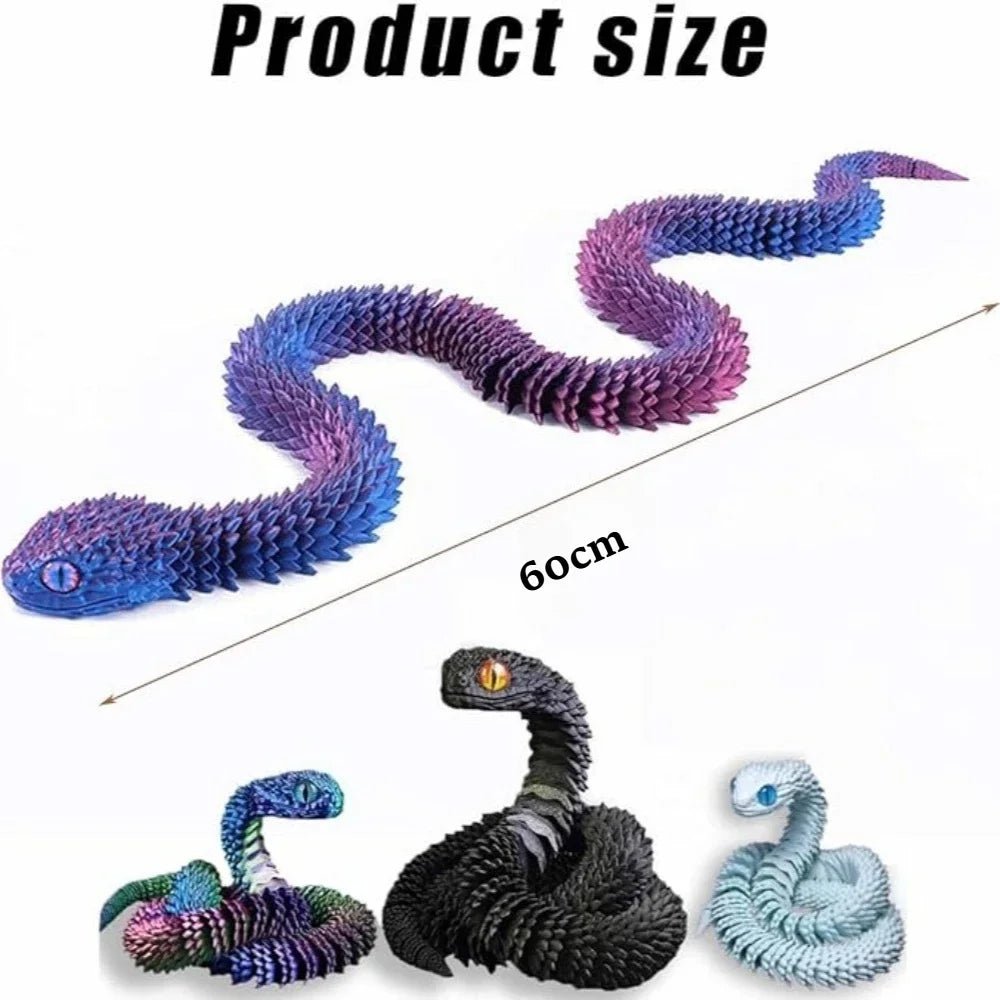 Serpent Articulé Lumineux 60cm | Impression 3D - Décoration d'Intérieur & Cadeau Unique - RukaCraft