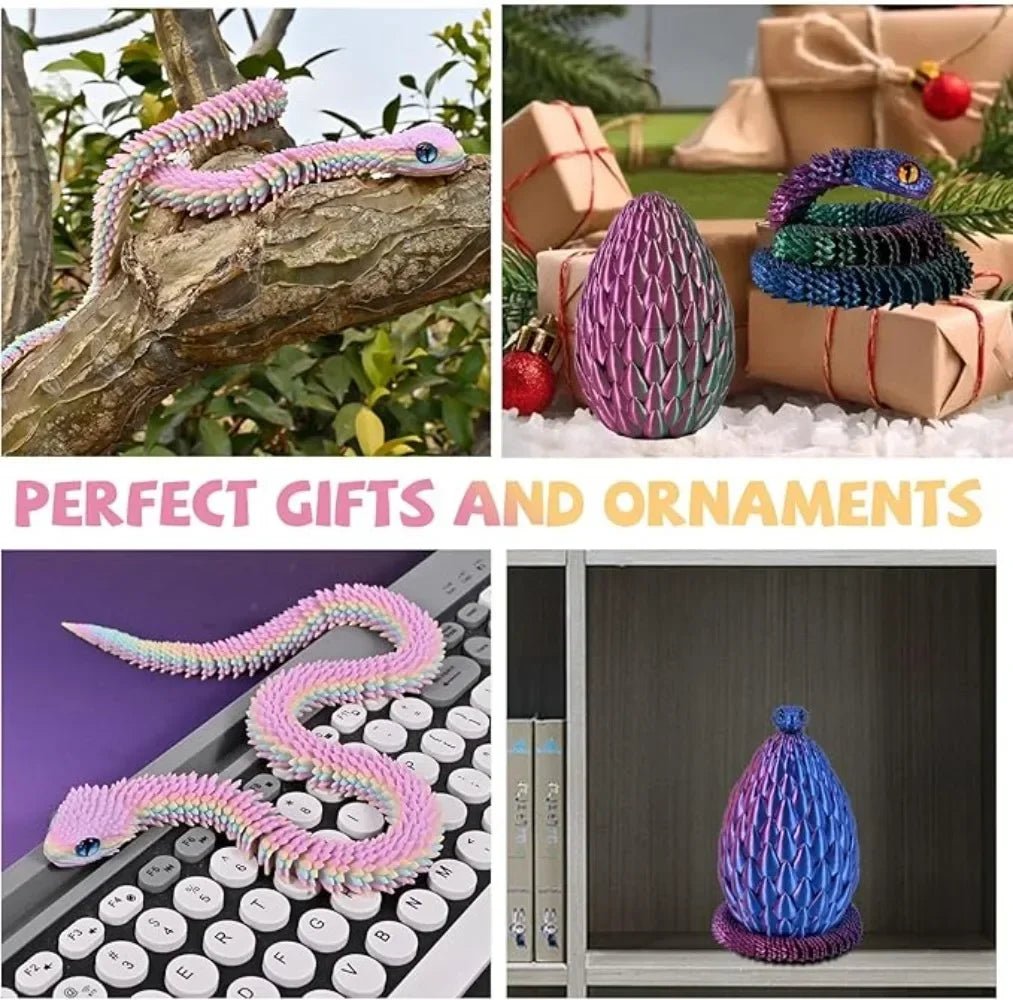 Serpent Articulé Lumineux 60cm | Impression 3D - Décoration d'Intérieur & Cadeau Unique - RukaCraft